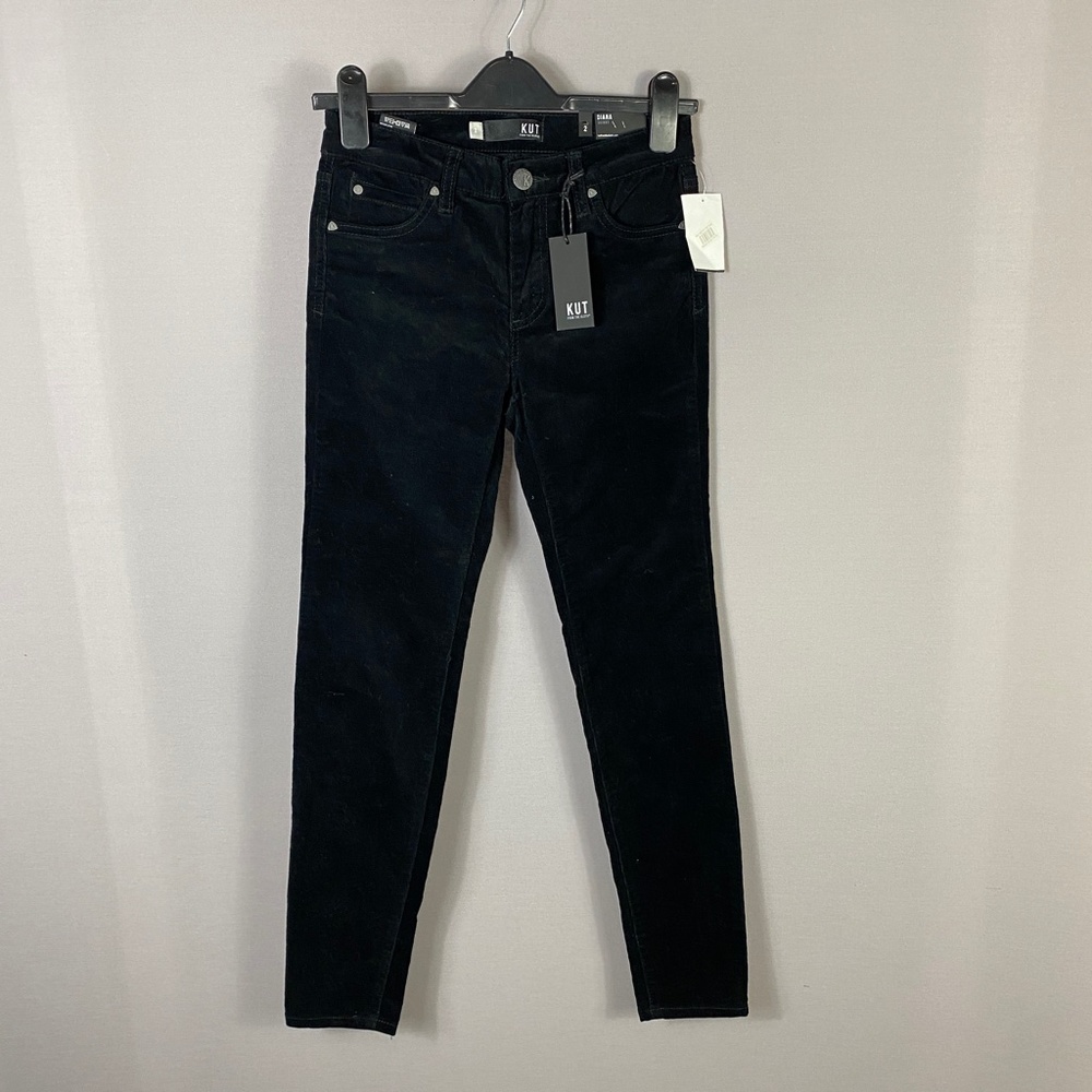 Kut from the Kloth Diana Stretch High Rise Skinny Corduroy Pants in Blac… - Picture 2 of 10